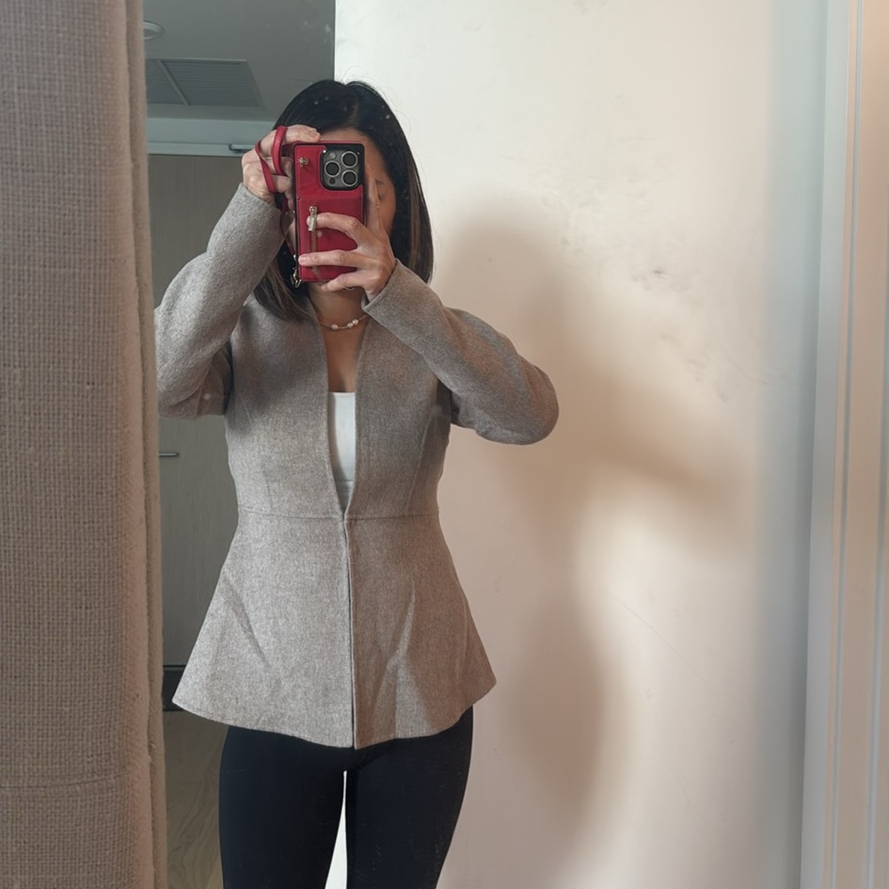 $1296 Neiman Marcus Women light grey Cashmere Open Front Jacket Size XS